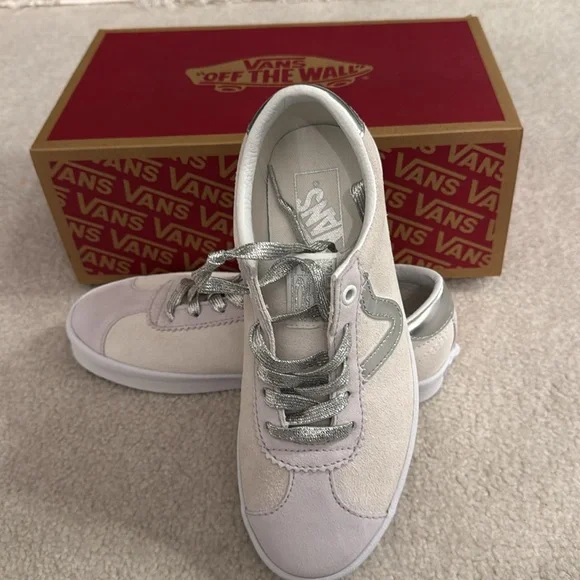 Vans Women's White and Silver Sneakers - Picture 1 of 9